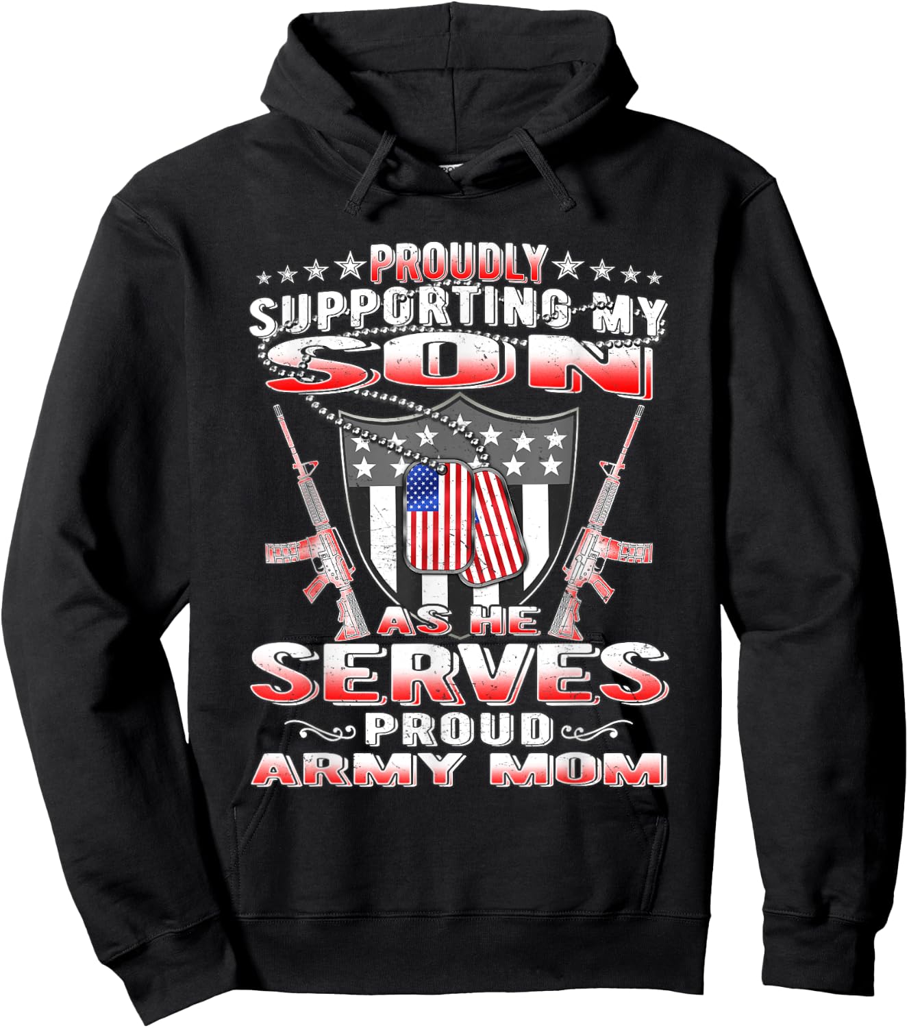 Support My Son My Soldier Proud Army Mom Shirt Mother Gifts Hoodie - Hoodie | Black