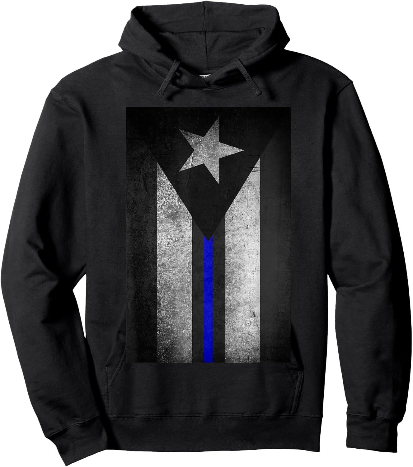 Puerto Rico Flag Police Thin Blue Line Dirty Hoodie - Hoodie | Black