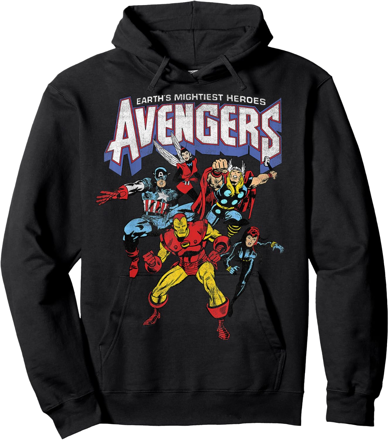 Marvel Avengers Classic Vintage Group Shot Graphic Hoodie - Hoodie | Black
