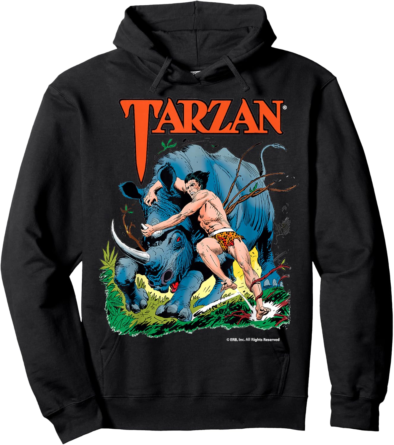 Edgar Rice Burroughs, Inc. Tarzan Adult Black Modern Classic Cartoon Hoodie - Hoodie | Black