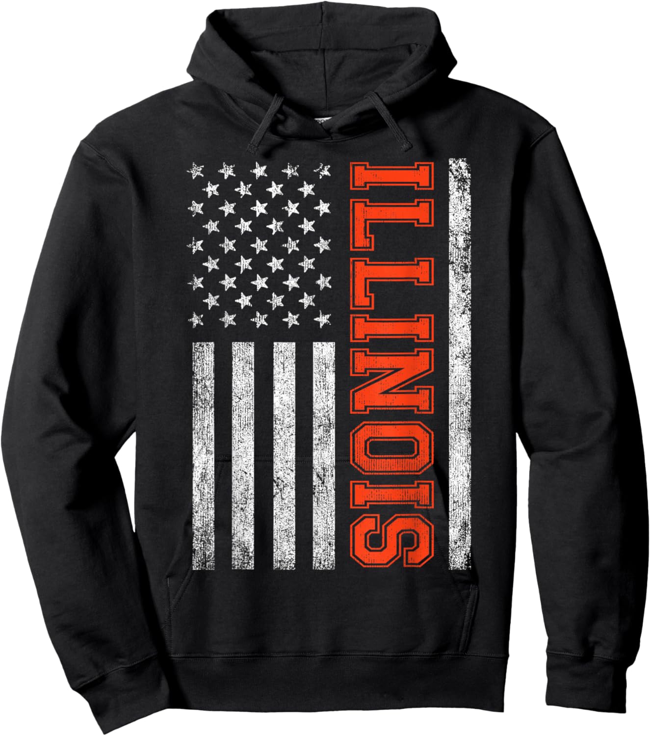 Retro Illinois Vintage Illinois Orange Blue Throwback IL Hoodie - Hoodie | Black