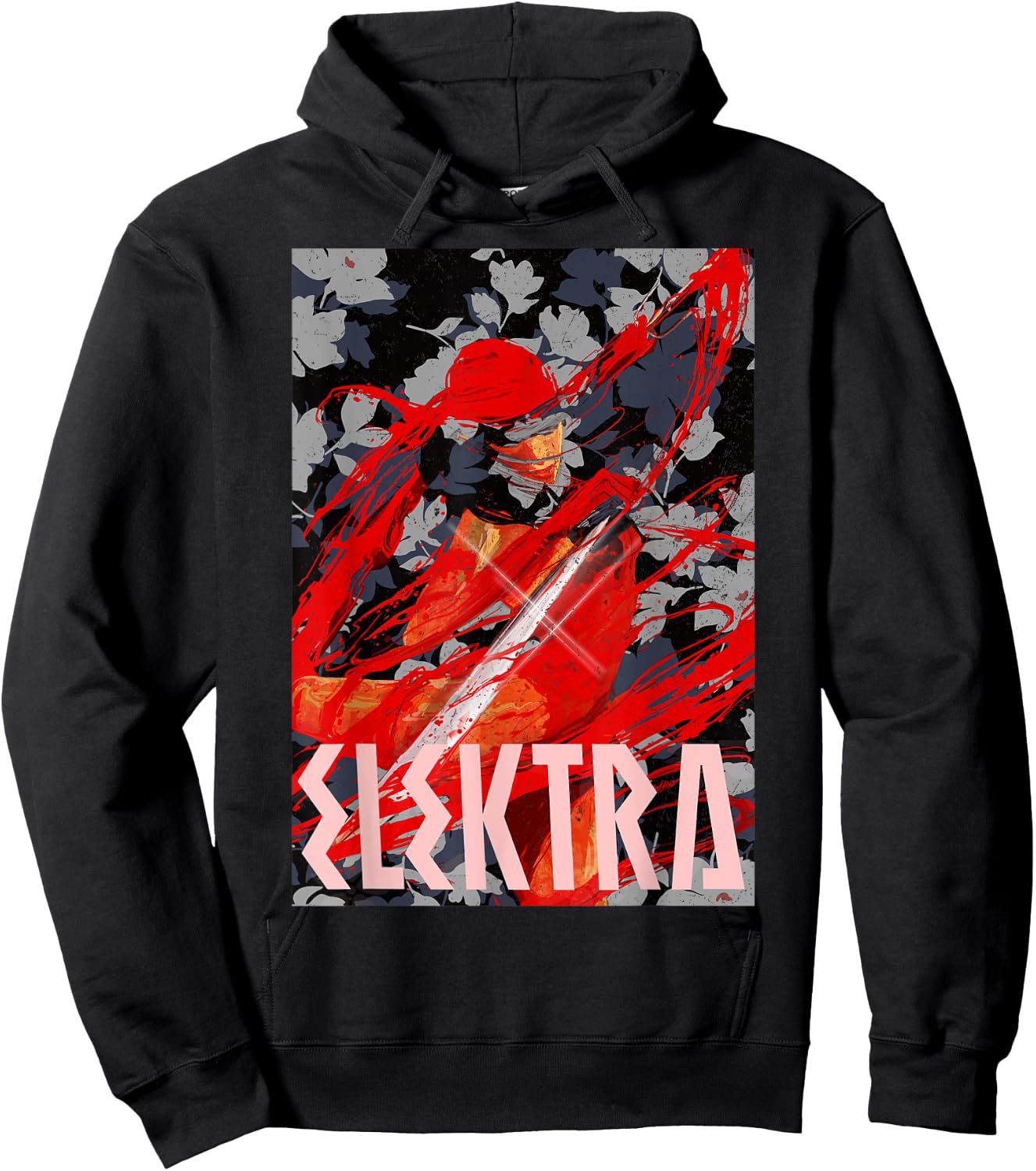 Marvel Elektra The Secret Floral Assassin Graphic Hoodie - Hoodie | Black