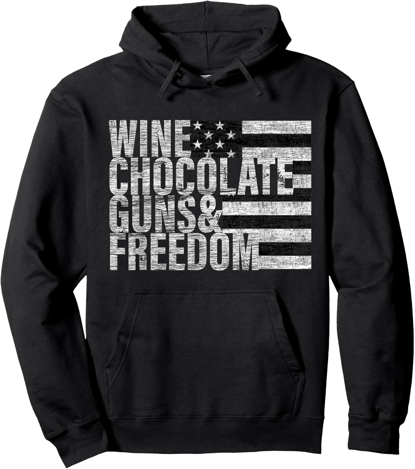 Wine Chocolate Guns & Freedom Women's Flag Hoodie - Hoodie | Black