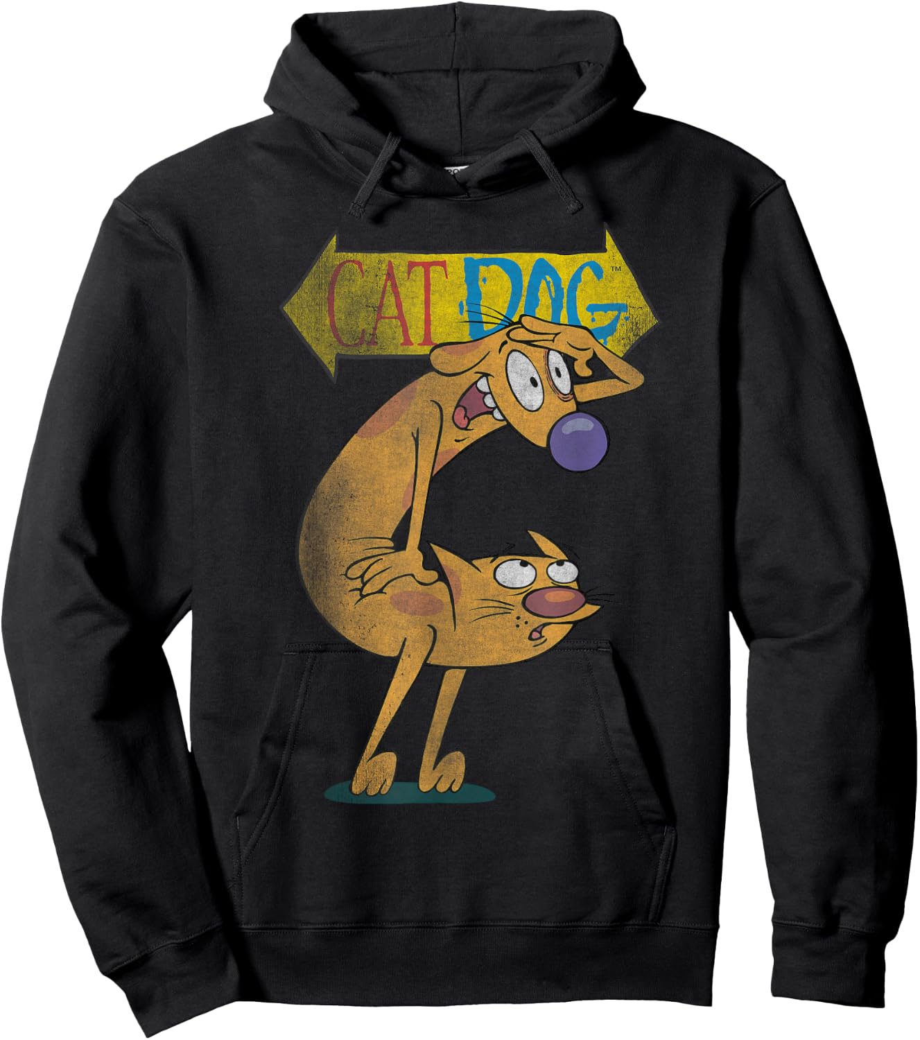 Nickelodeon Classic Nickelodeon CatDog Character Logo T Shirt, Black, Small US Hoodie - Hoodie | Black