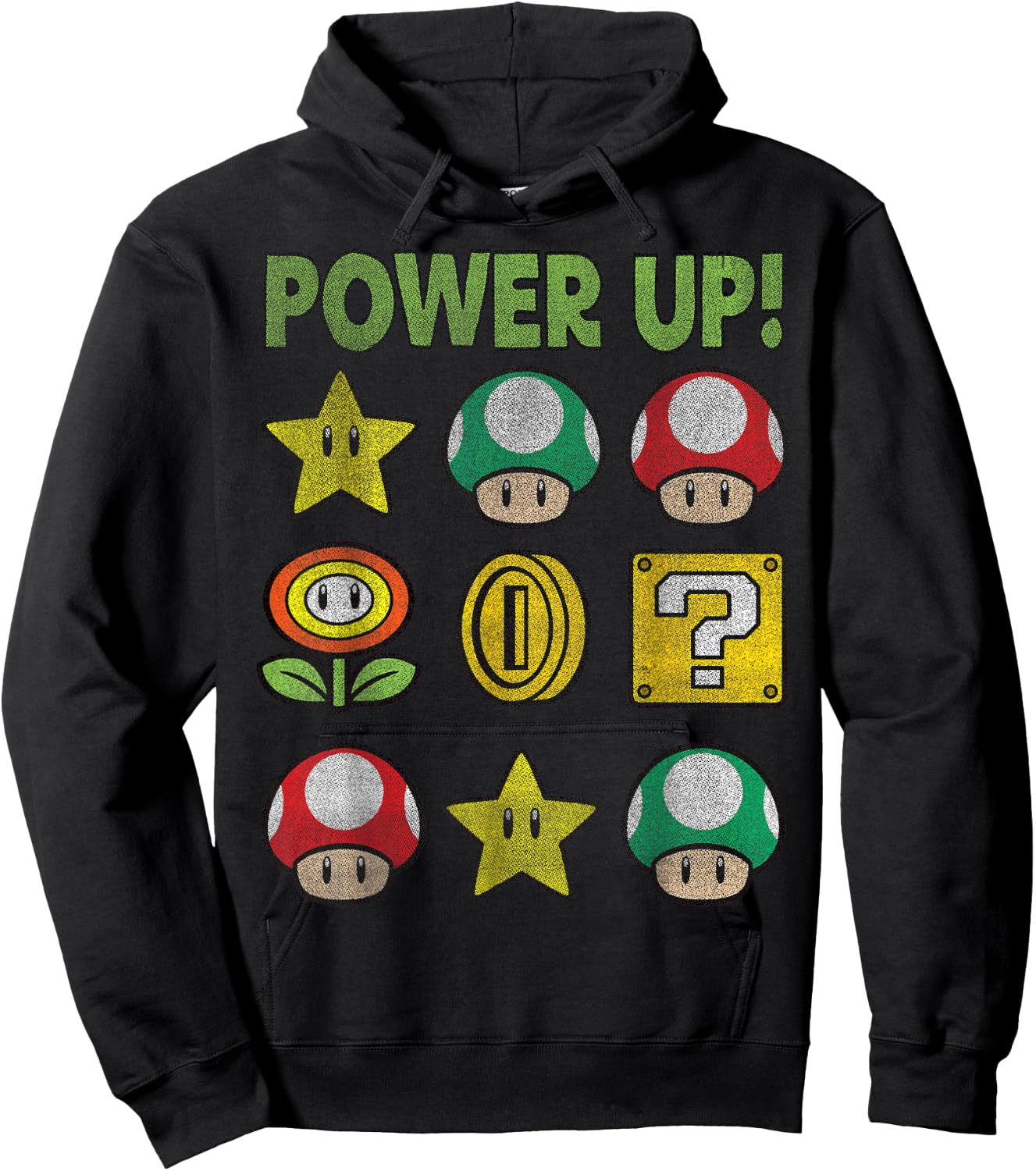 Super Mario Power Up Items Vintage Graphic Hoodie - Hoodie | Black