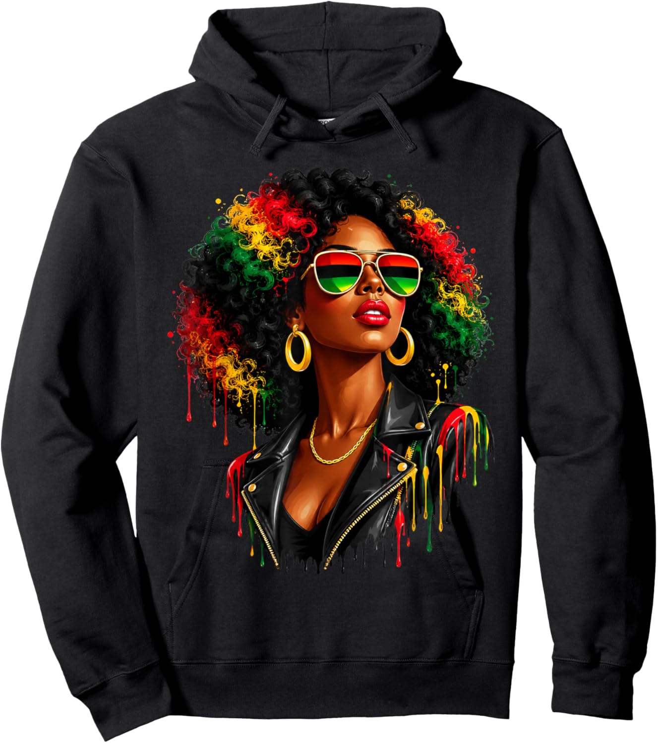 Juneteenth Black Queen Afro African Melanin Drip Freedom Hoodie - Hoodie | Black