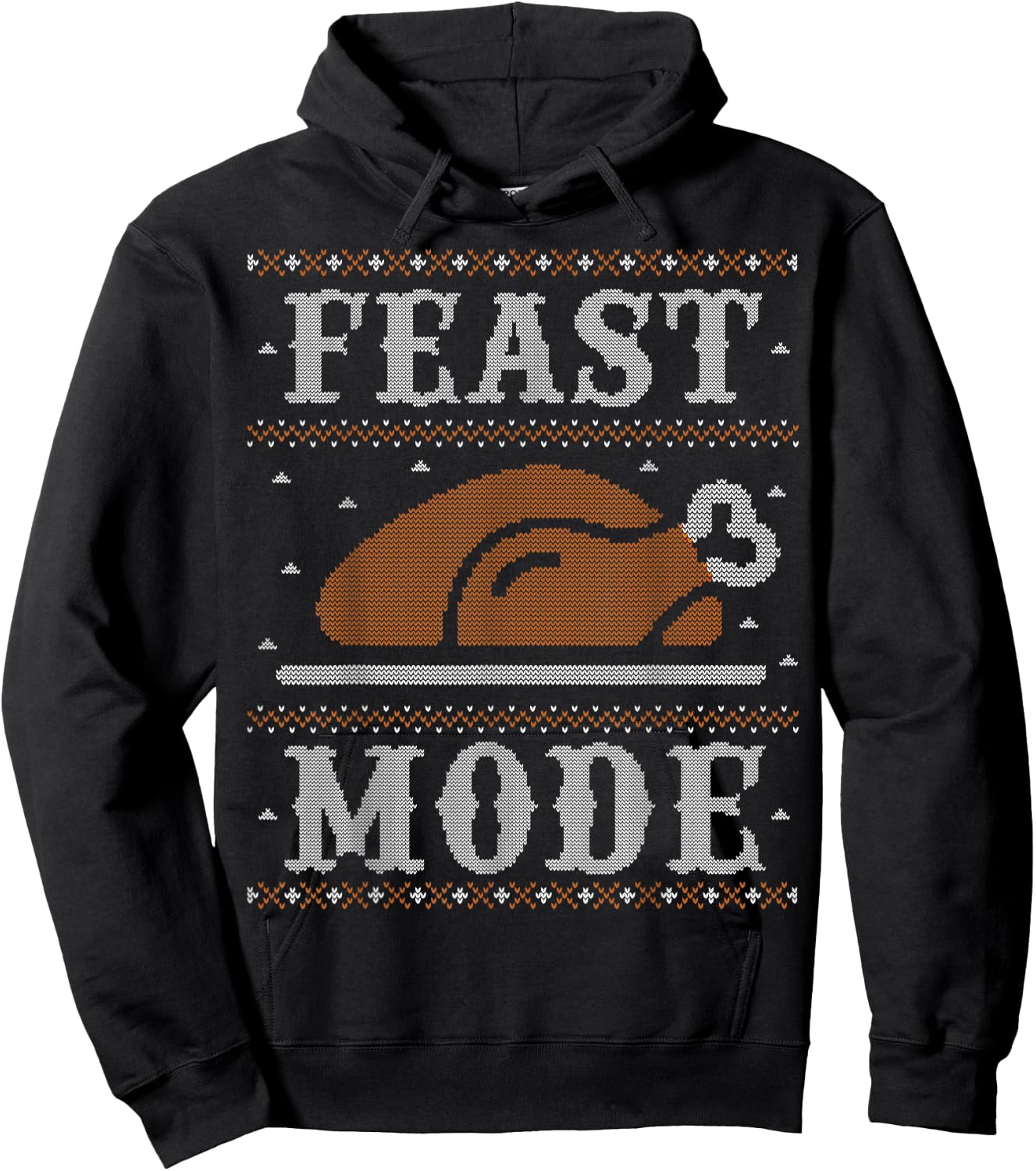 Funny Ugly Thanksgiving Sweater Shirt Feast Mode Hoodie - Hoodie | Black