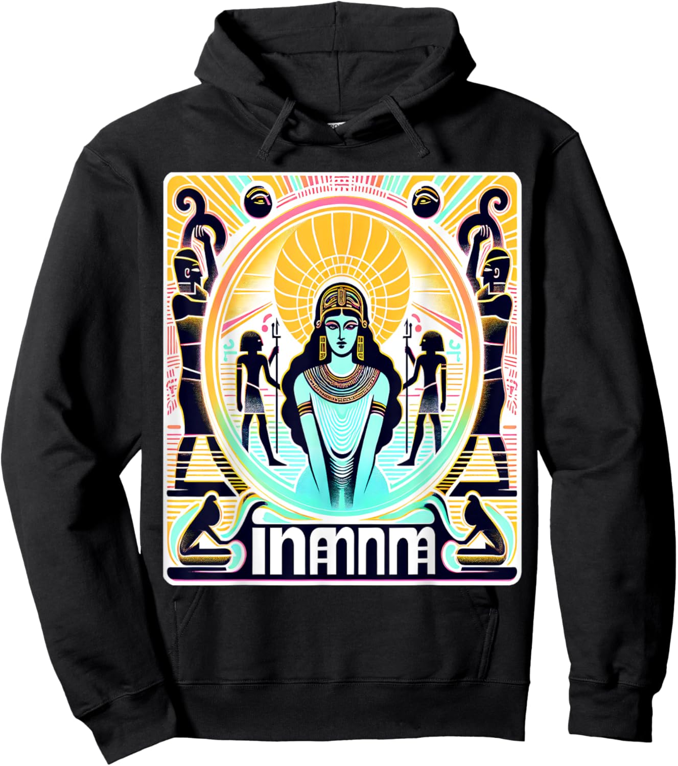 Inanna Sumerian Deity Mythology -Adults Black Small Ancient Mythology Themed Graphic Retro Unique Ancient Sumerian Mythology Theme Hoodie - Hoodie | Black