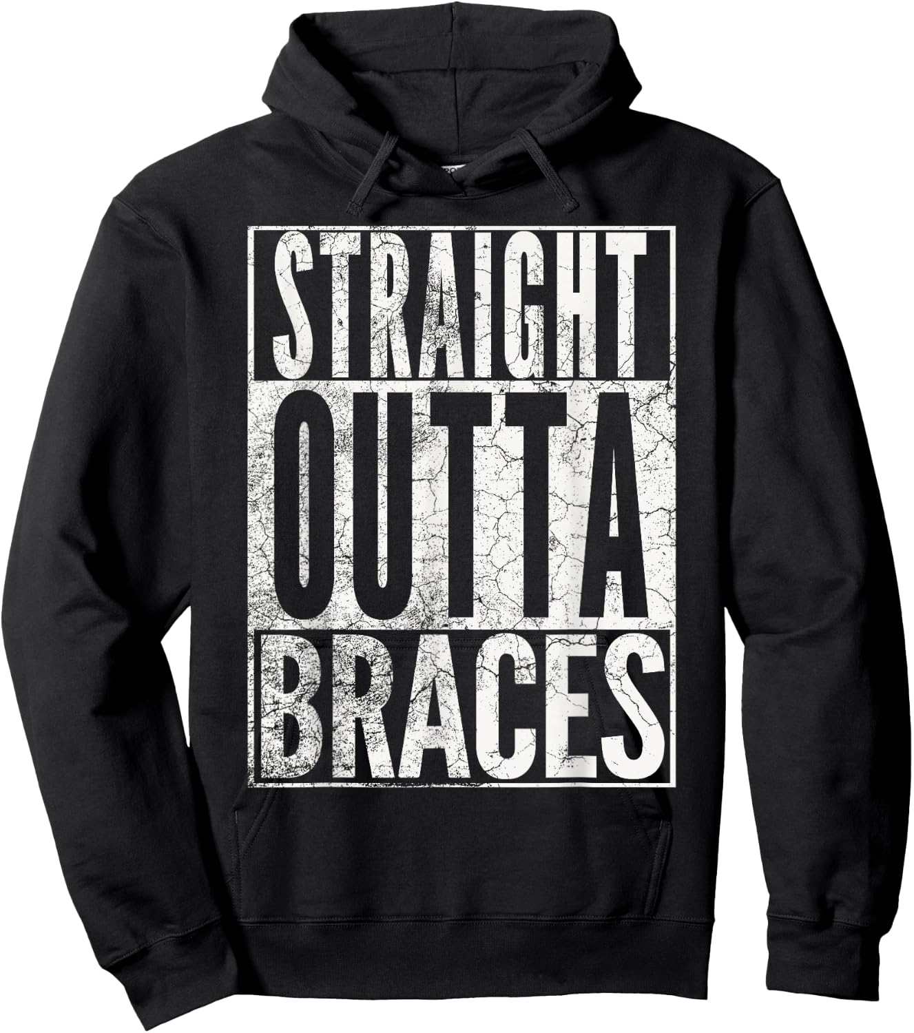 STRAIGHT OUTTA BRACES T SHIRT FUNNY JOKE SMILE TEETH Gift Hoodie - Hoodie | Black