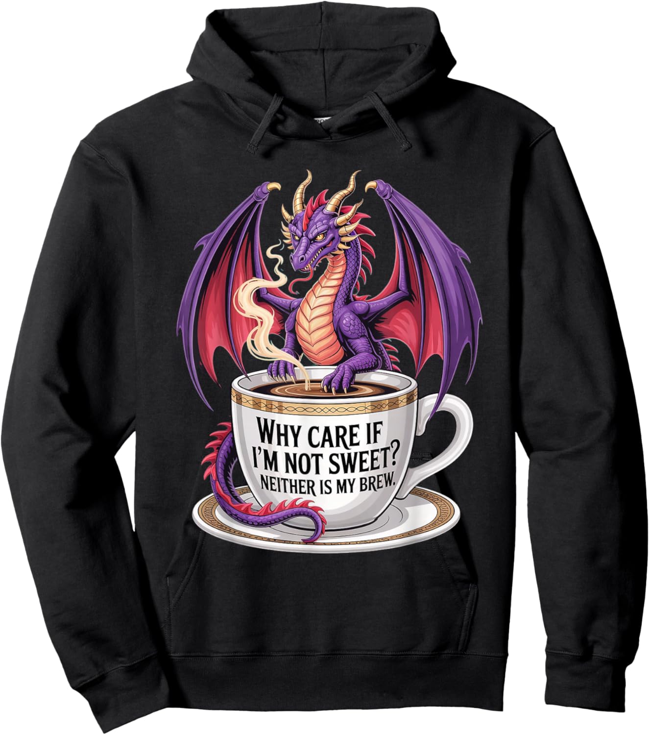 Sarcastic Dragon Coffee Fantasy Humor Brew Society Hoodie - Hoodie | Black