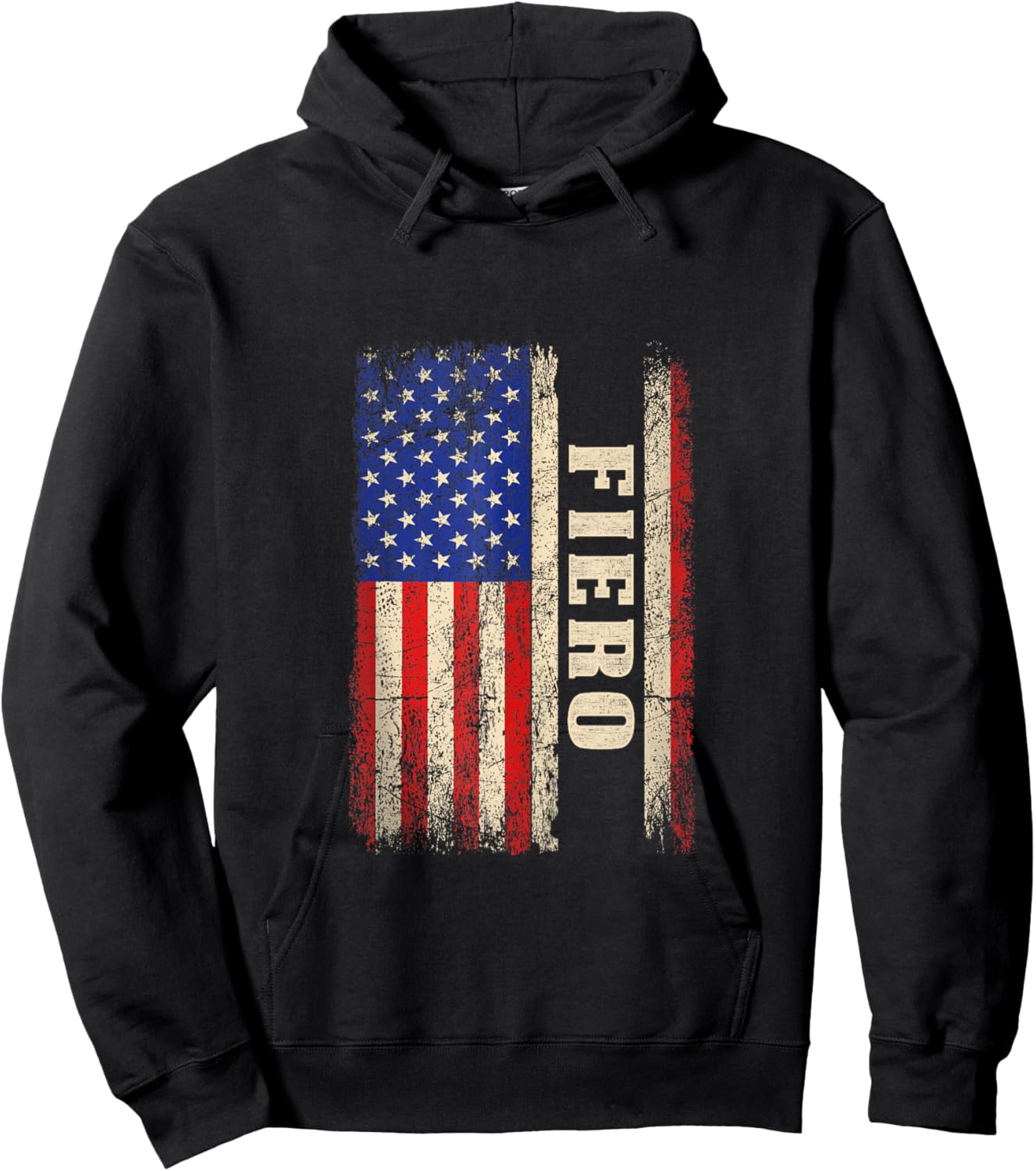 Fiero Last Name Shirt Fiero Name American Flag Hoodie - Hoodie | Black