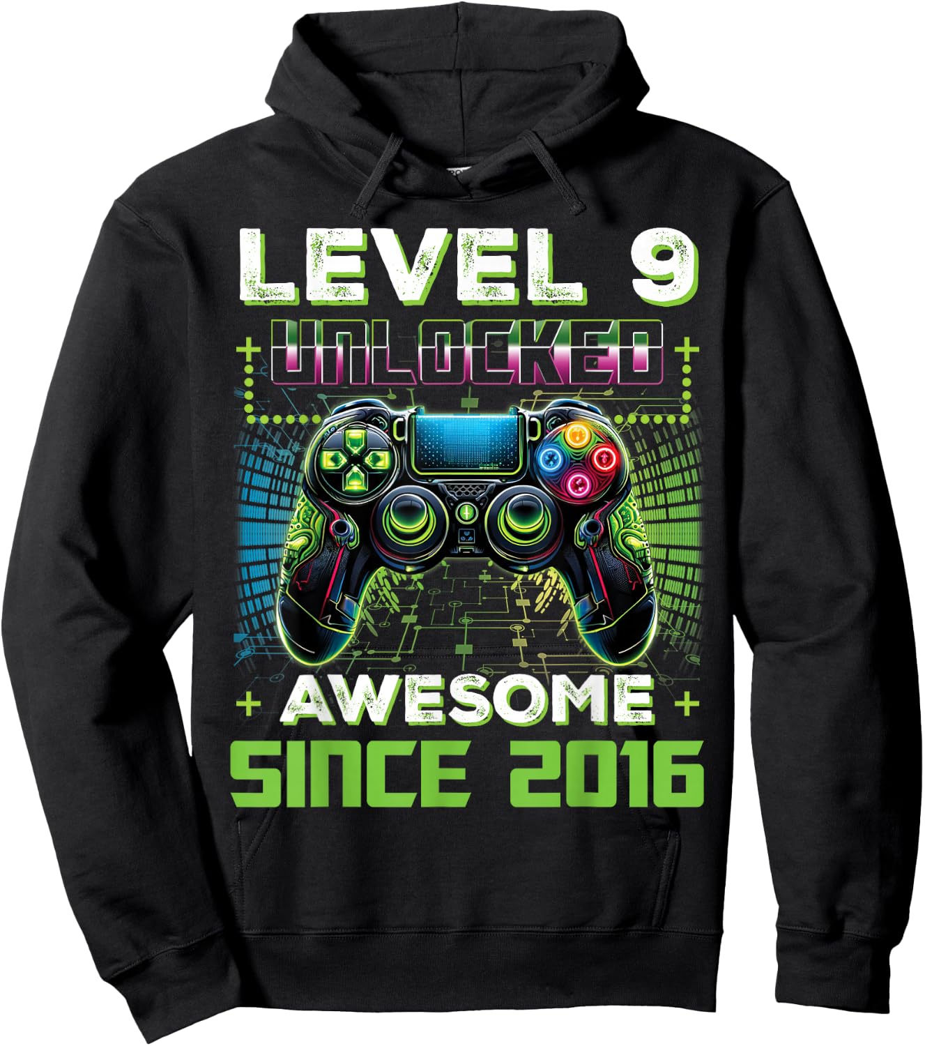 Level 9 Unlocked Video Game 9th Birthday Gamer Boys Son Hoodie - Hoodie | Black