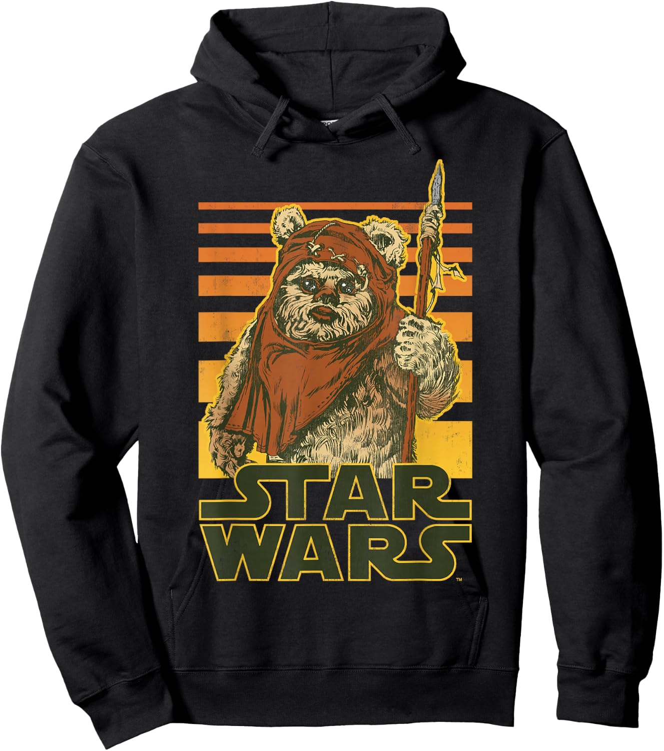 Star Wars Wicket Retro Ewok Sunset Halftone Graphic Hoodie - Hoodie | Black