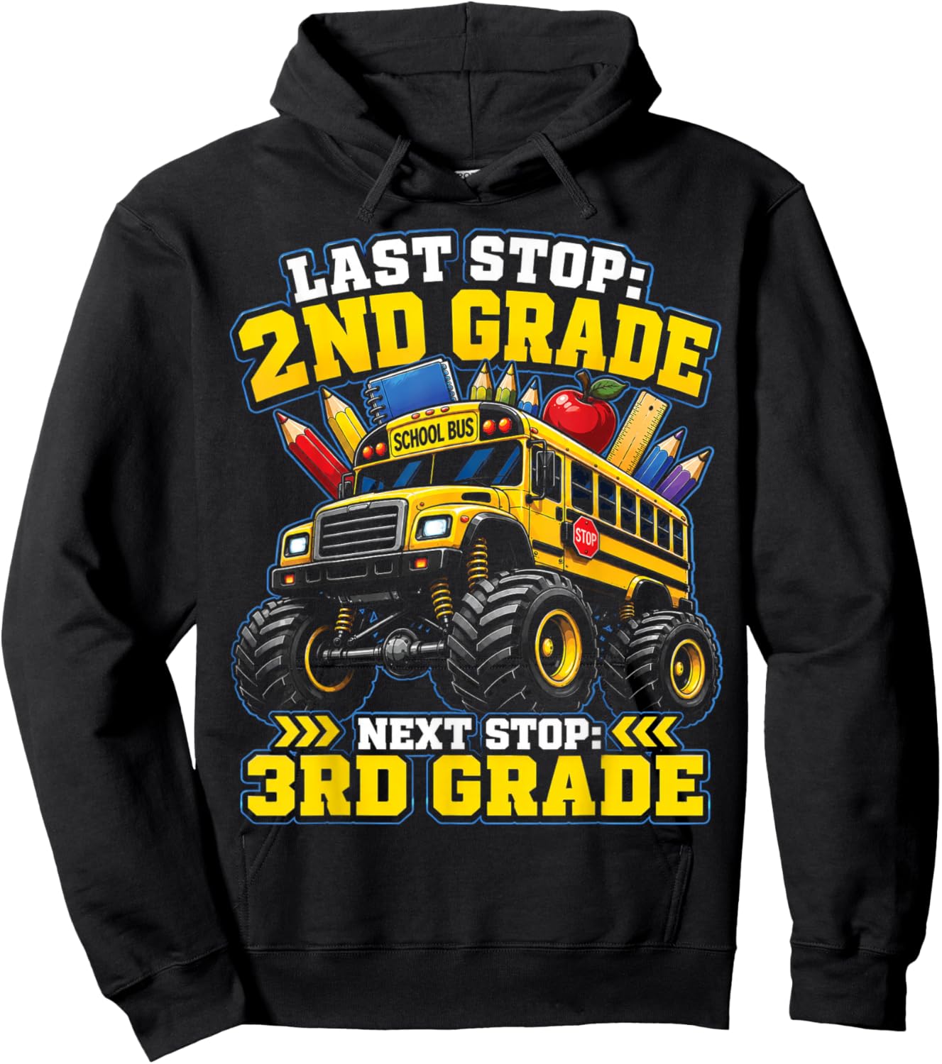 2nd Grade Graduation Next Stop 3rd Grade School Bus Hoodie - Hoodie | Black