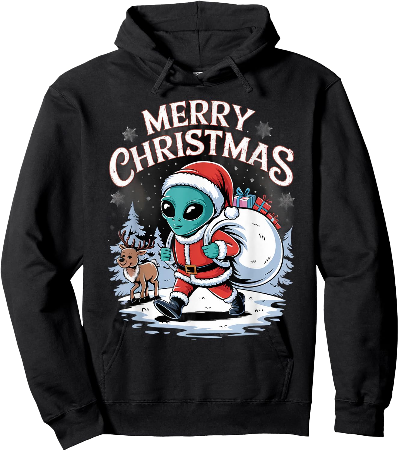 Xmas Alien Santa on Alien Christmas Hoodie - Hoodie | Black