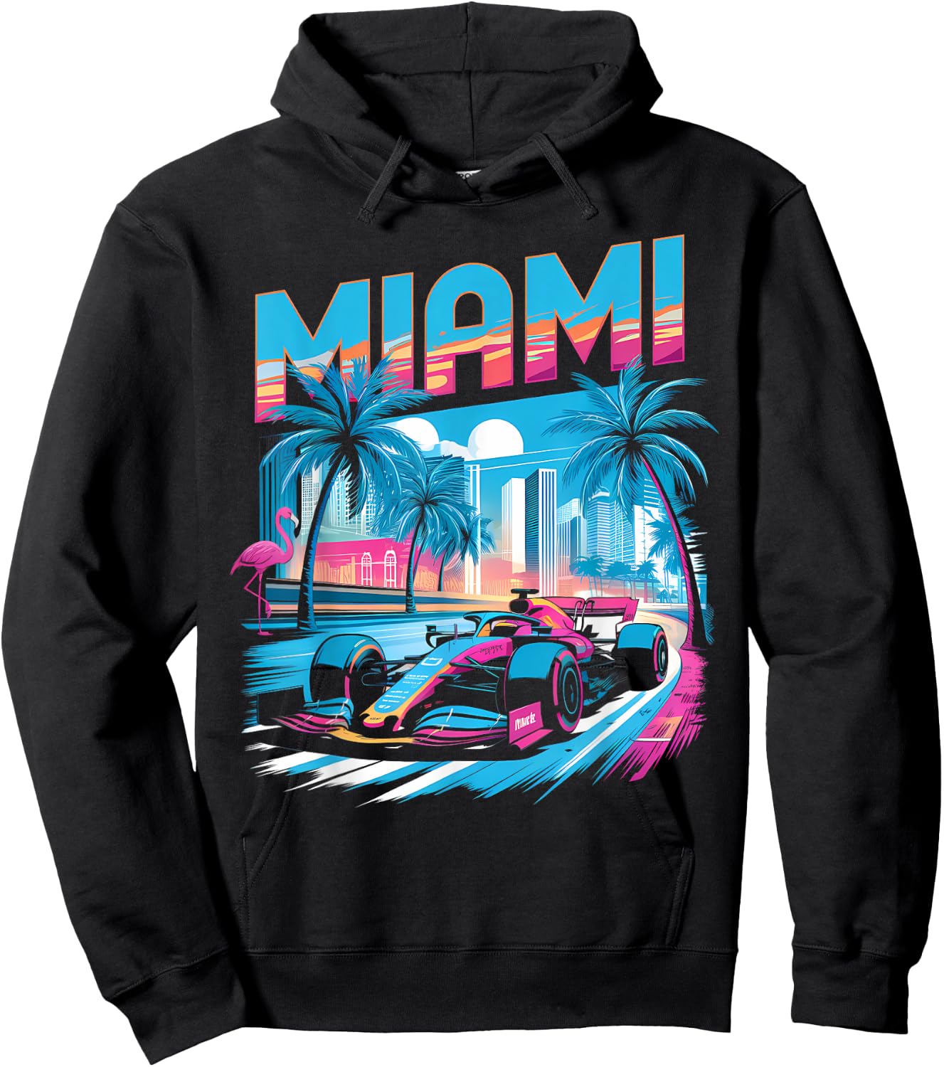 Miami Racing Gifts Men Women Race Car Racer Driver Hoodie - Hoodie | Black