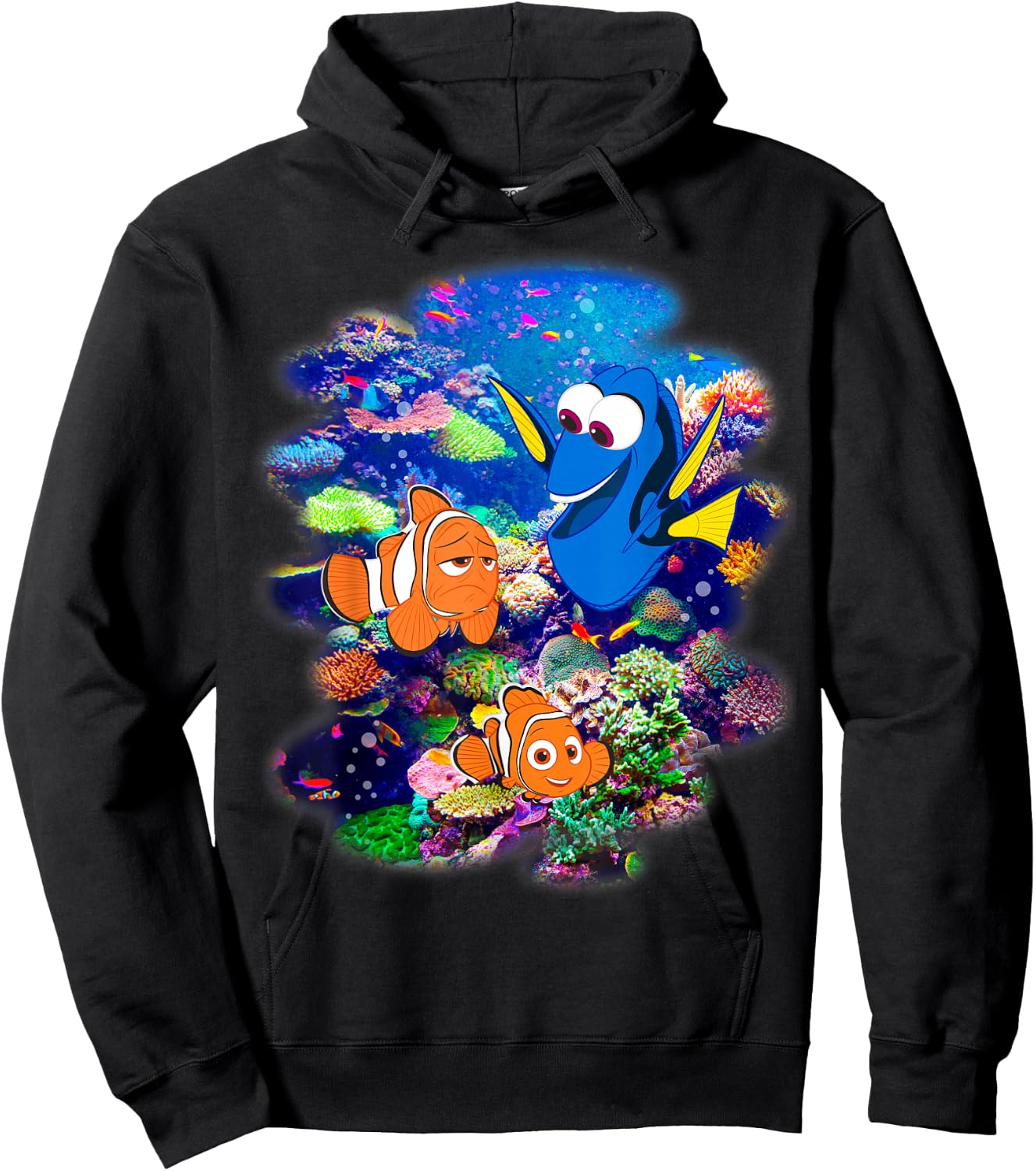 Disney Pixar Finding Dory Marlin & Nemo Rainbow Reef Scene Hoodie - Hoodie | Black