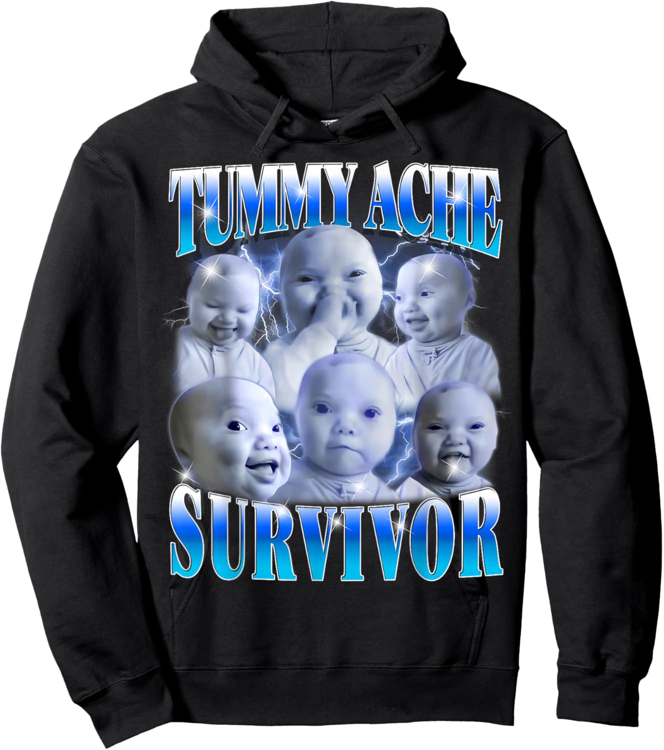 Ai Baby Meme Tummy Ache Survivor Funny GenZ Meme Brainrot Hoodie - Hoodie | Black
