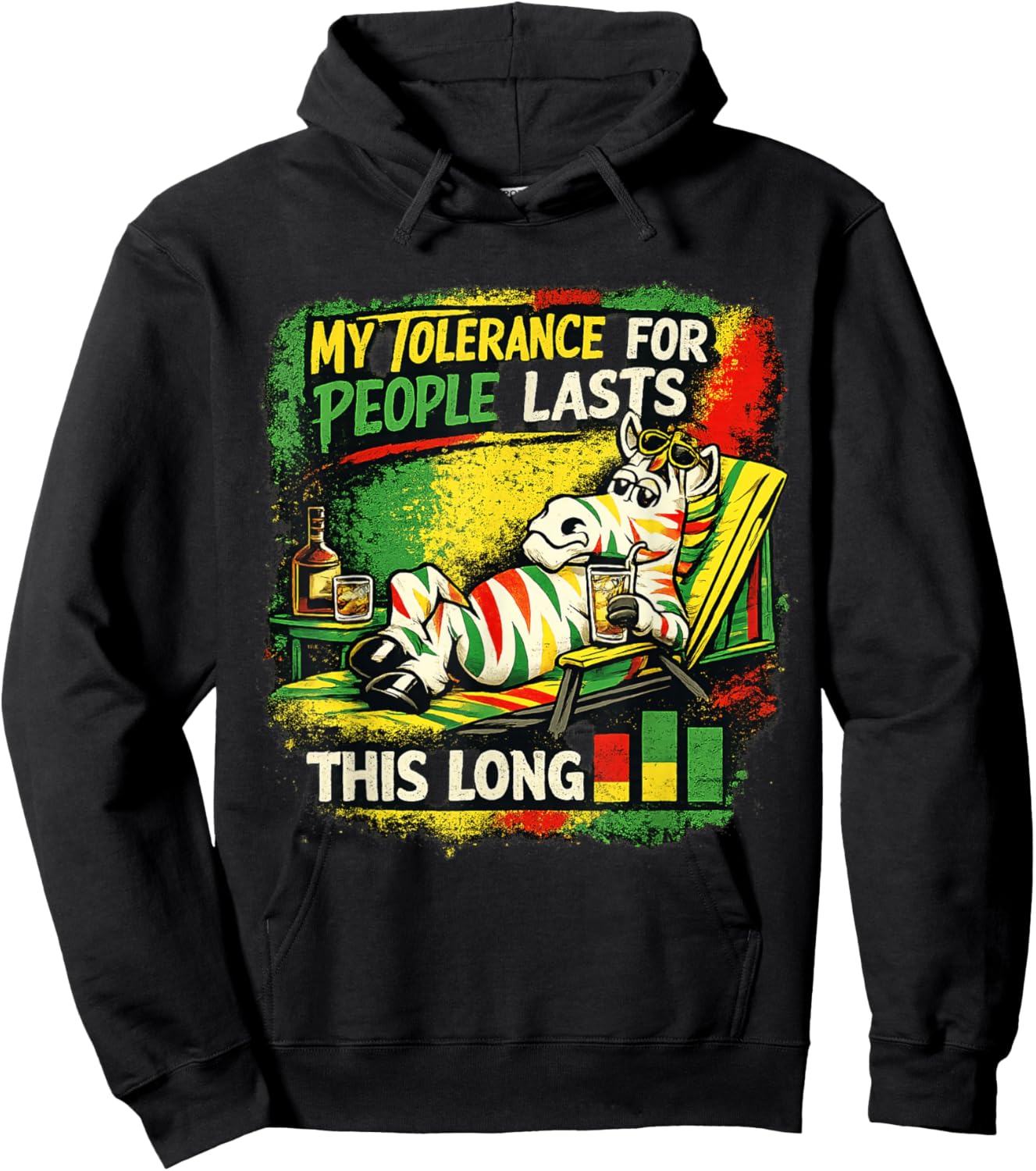 My Tolerance for People Lasts This Long Funny Zebra Humor Hoodie - Hoodie | Black