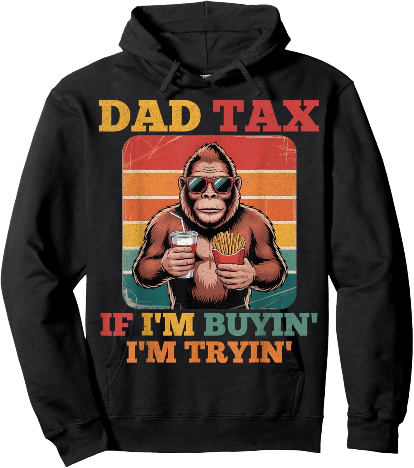 Dad Tax Gorilla Humorous Fathers Casual Fun Vibes Hoodie - Hoodie | Black
