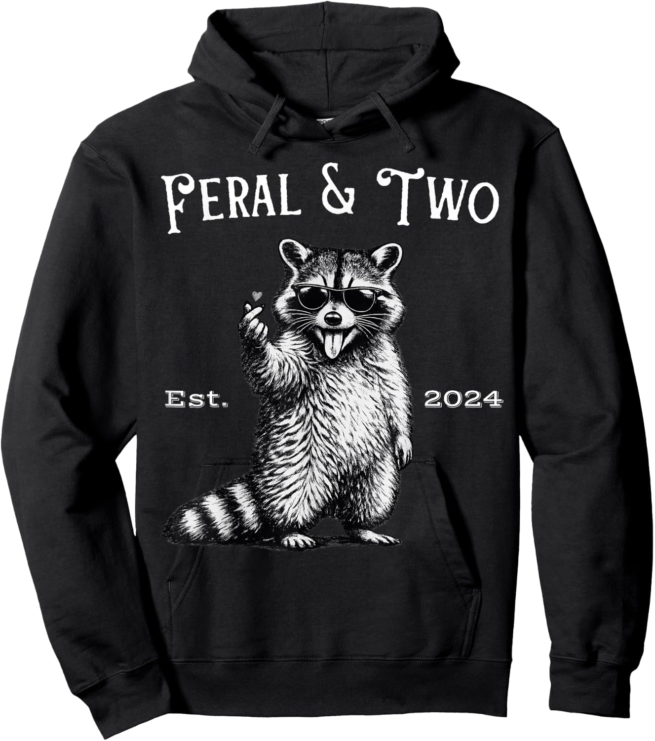 Feral and Two Funny Raccoon 2nd Birthday Hoodie - Hoodie | Black