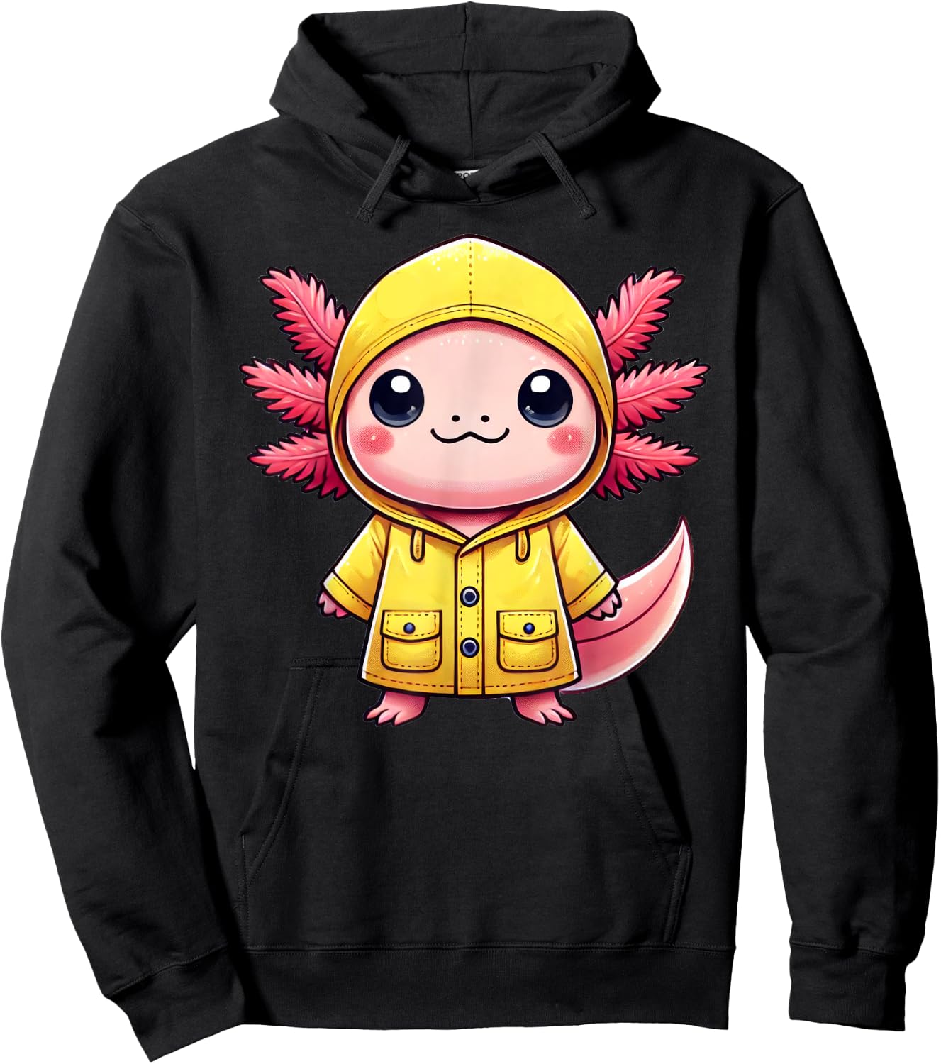 Axolotl Wearing A Raincoat Hoodie - Hoodie | Black
