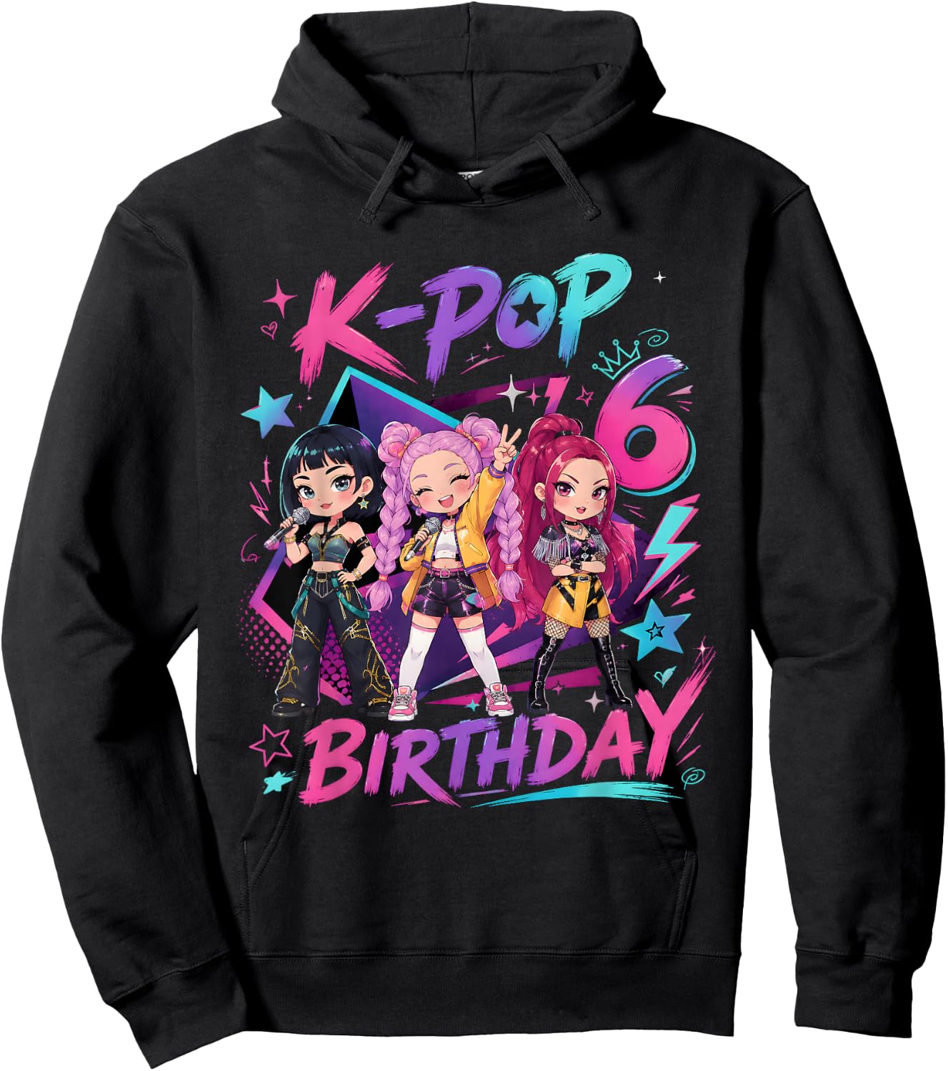 Kids It's My 6th K Pop Birthday Girl 6 Year Old K-Pop Bday Hoodie - Hoodie | Black