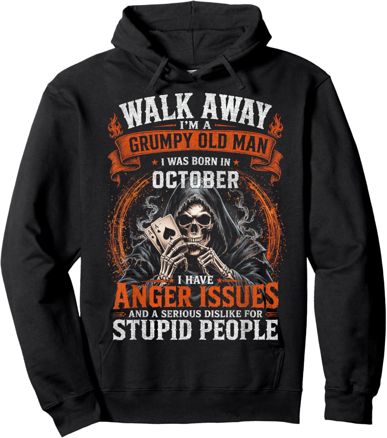 Walk Away I’m A Grumpy Old Man Born in October Hoodie - Hoodie | Black