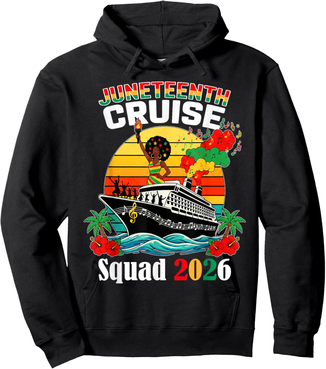 Juneteenth Cruise Squad 2026 African American Family Trip Hoodie - Hoodie | Black