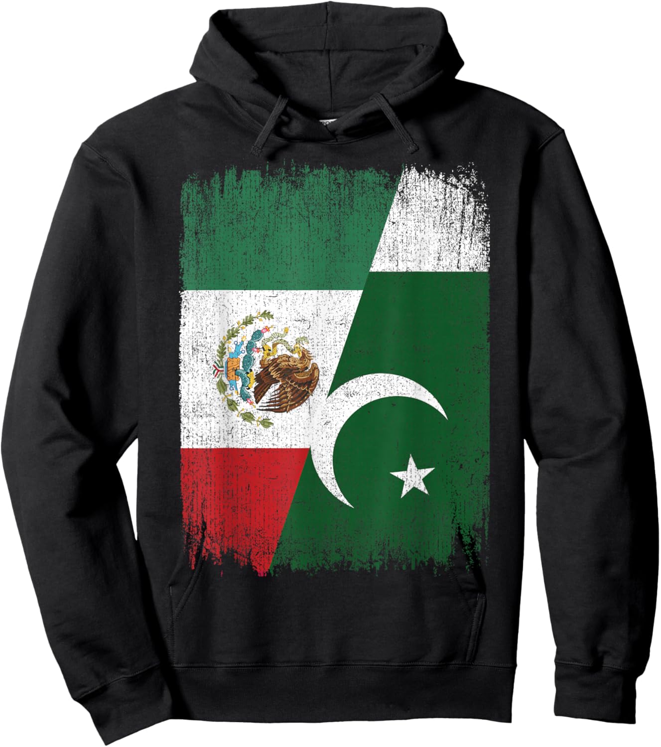 Half Mexico Pakistan Flag Mexican Pakistani Roots Hoodie - Hoodie | Black