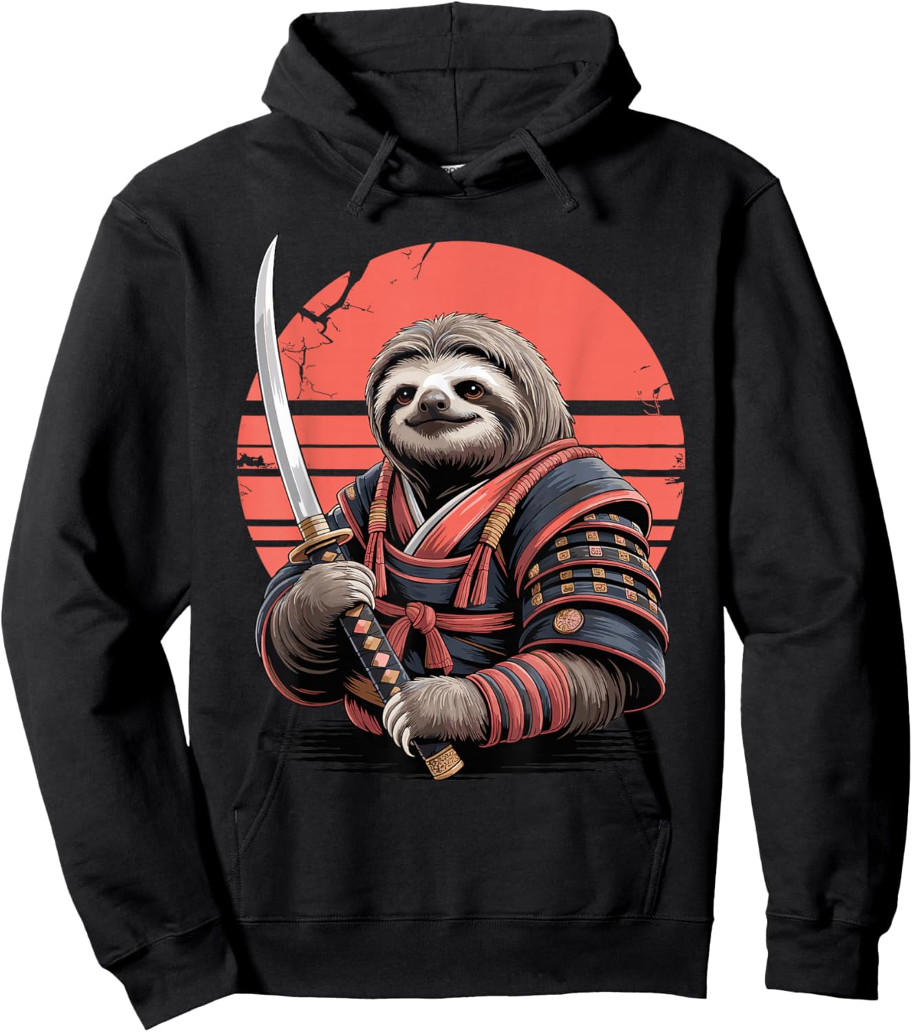 Samurai Lazy Sloth Katana Sword Sloths Hoodie - Hoodie | Black