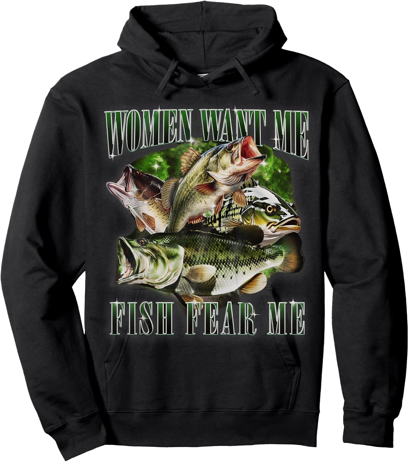 Vintage Women Want Me Fish Bass Fear Me Funny Fisherman Hoodie - Hoodie | Black