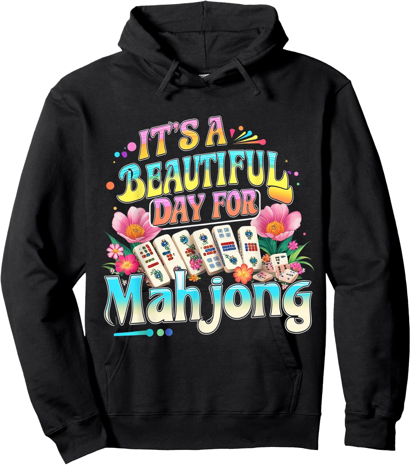 It's A Beautiful Day For Mahjong Funny Groovy Essential Hoodie - Hoodie | Black