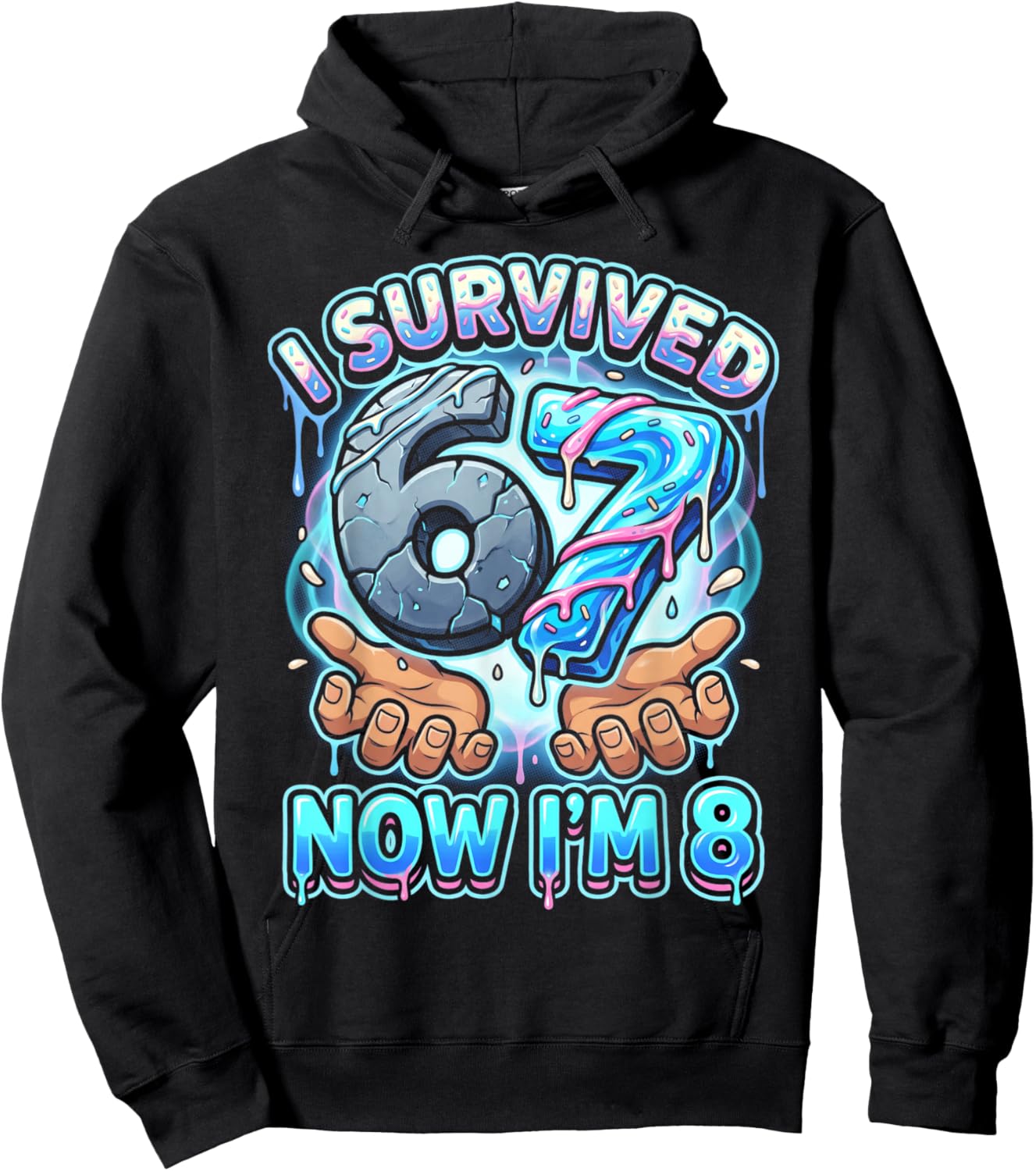 I Survived 6 7 Now I'm 8 8th Birthday Boys Hoodie - Hoodie | Black