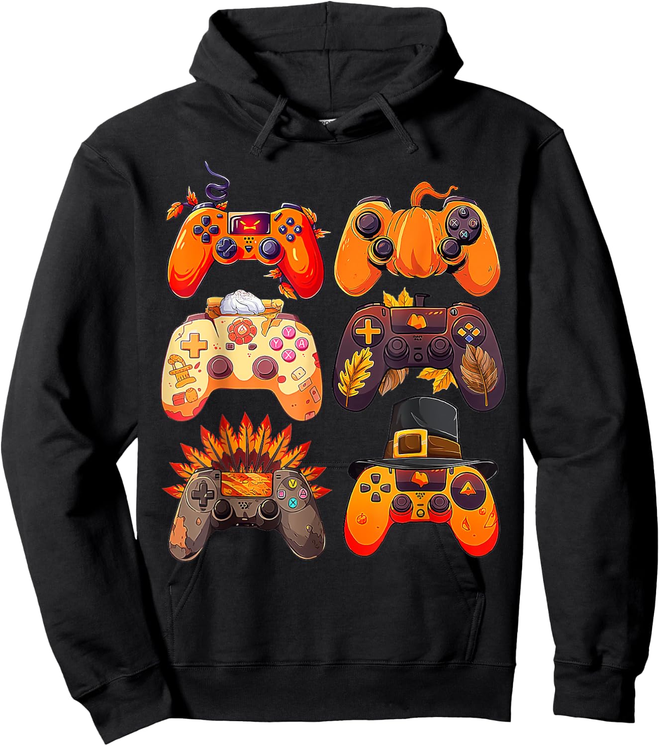 Controllers Fall Gaming Video Game Turkey Thanksgiving Boys Hoodie - Hoodie | Black