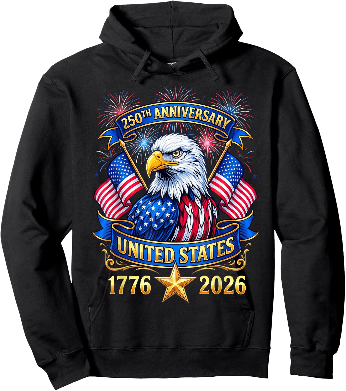 250 Years 1776-2026 American 250th 4th of July Anniversary Hoodie - Hoodie | Black