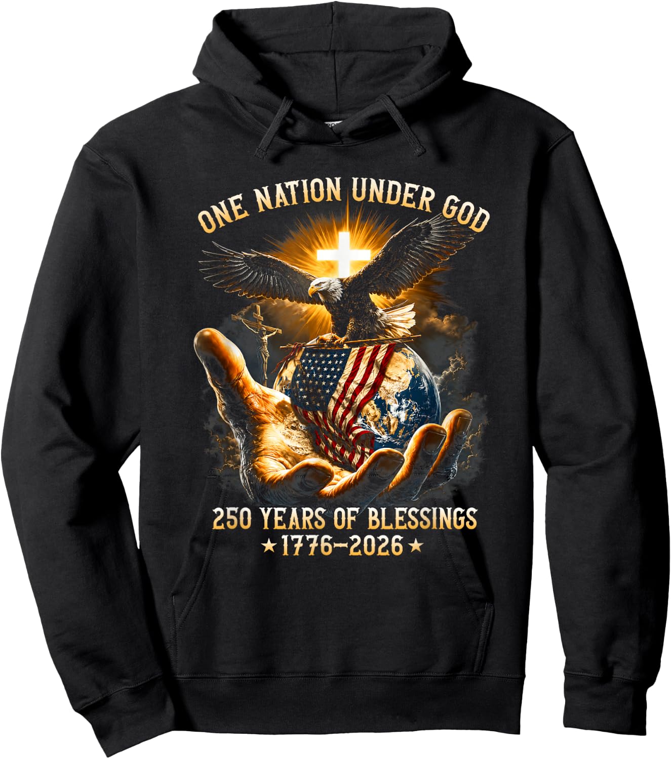 One Nation Under God 250 Years 250th Anniversary USA Men Hoodie - Hoodie | Black