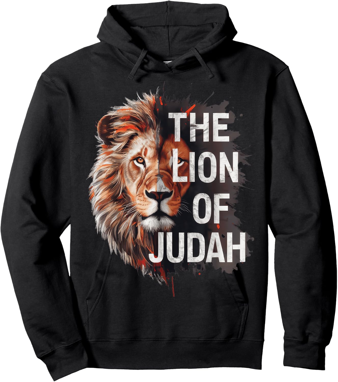 Lion of Judah Christian Cross Religious Faith Hoodie - Hoodie | Black