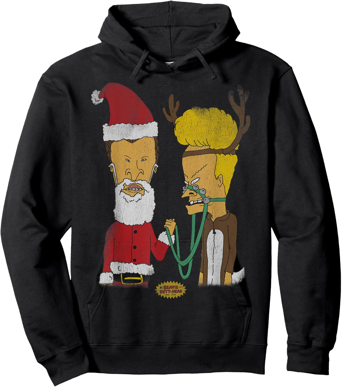 Beavis and Butt-Head Christmas Costumes Short Sleeve Hoodie - Hoodie | Black
