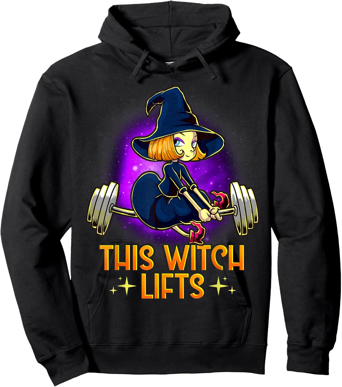 This Witch Lifts Funny Halloween Barbell Fitness Gym Witch Hoodie - Hoodie | Black