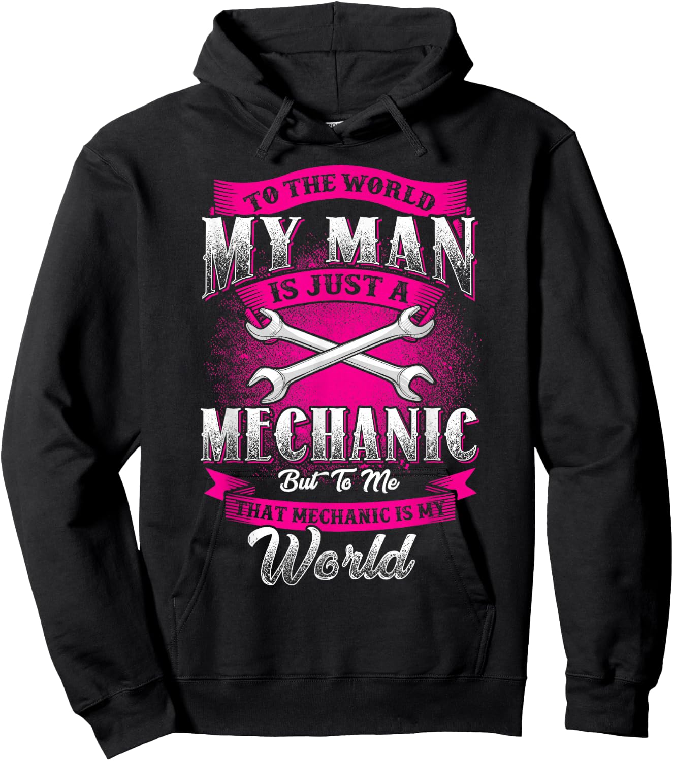 Mechanic Wife Girlfriend Cute Graphic Love Slogan Hoodie - Hoodie | Black