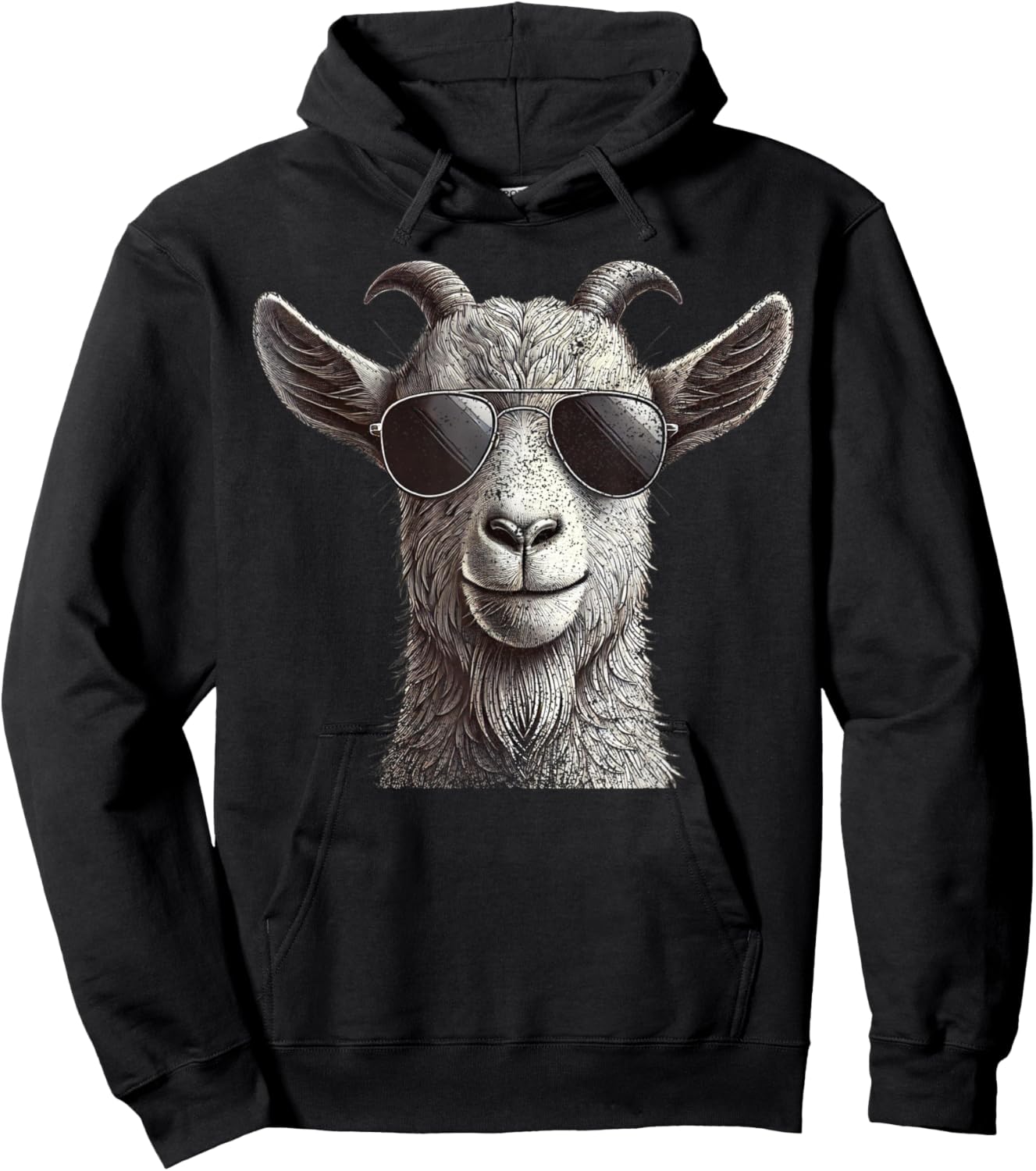 Funny Goat Wearing Sunglasses Goat Animal Lover Farmer Hoodie - Hoodie | Black
