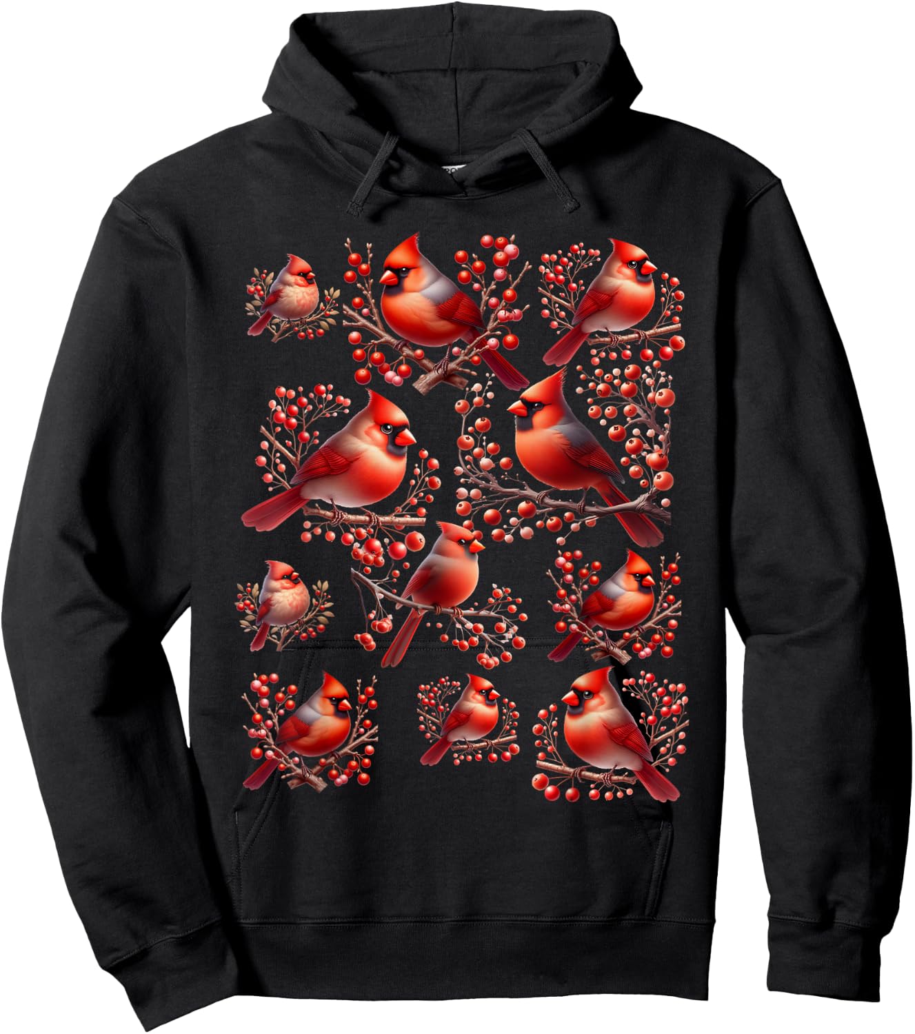 Red Cardinal Birds Christmas Holiday Winter Gift Bird Lovers Hoodie - Hoodie | Black
