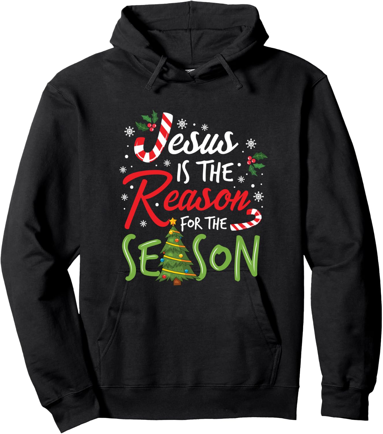 Girls Jesus is The Reason for The Season Christmas Christian Hoodie - Hoodie | Black