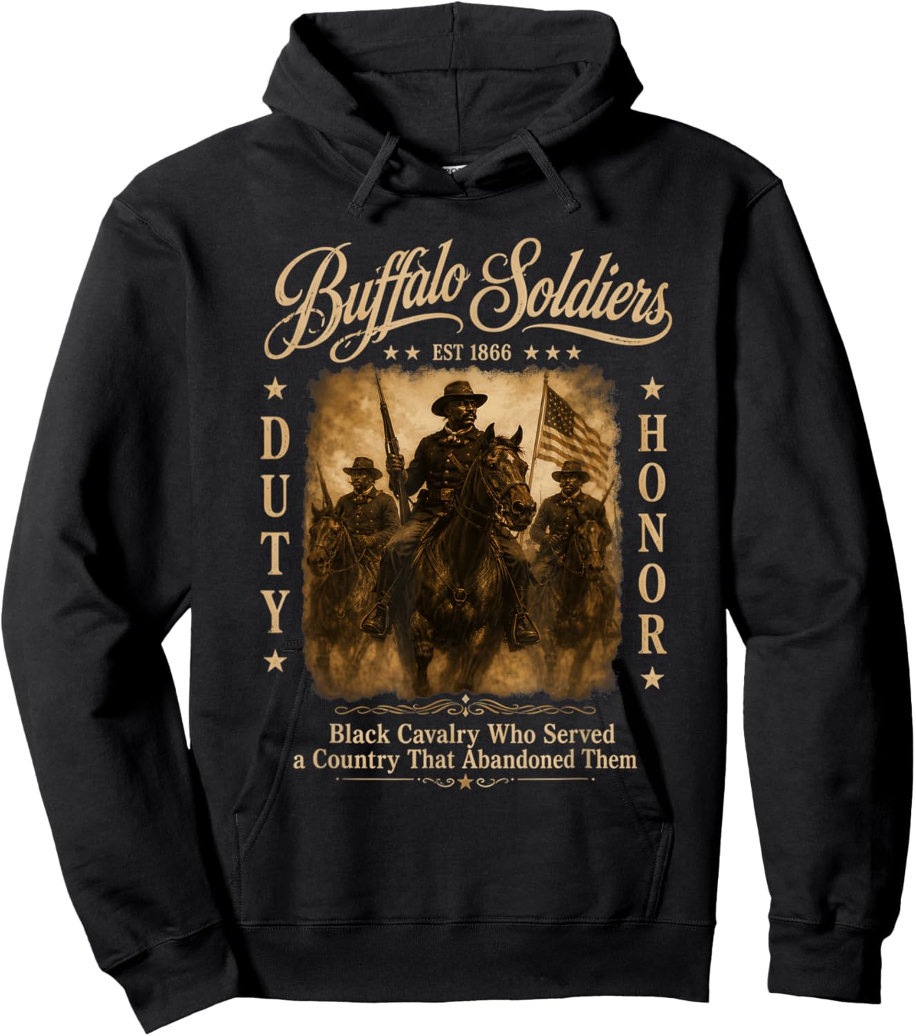 African American Black History Military USA Buffalo Soldiers Hoodie - Hoodie | Black