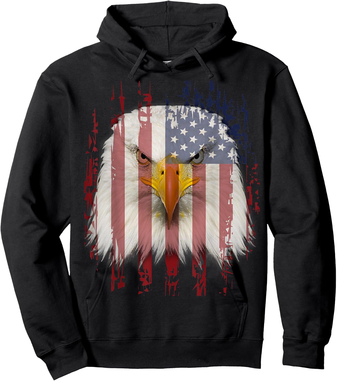 USA Eagle With American Flag Hoodie - Hoodie | Black