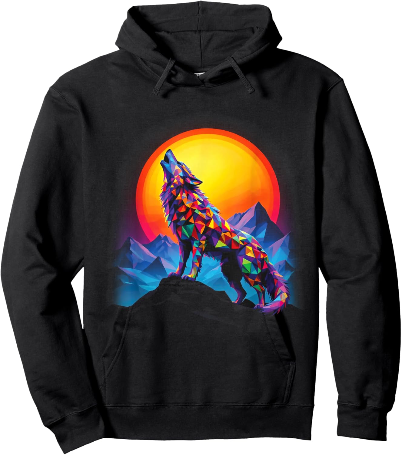 Wolf Forest Moon Vintage Cosmic Howling Wolf Lover Graphic Hoodie - Hoodie | Black