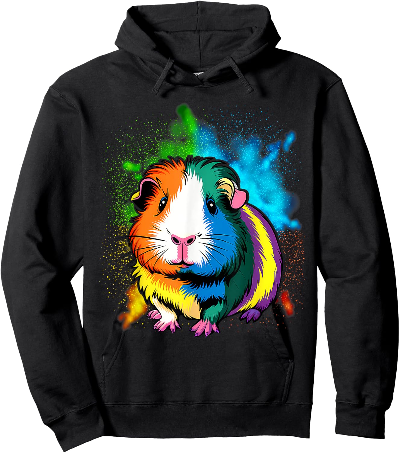 Cute Guinea Pig Rainbow Design for Guinea Pig Lovers Hoodie - Hoodie | Black