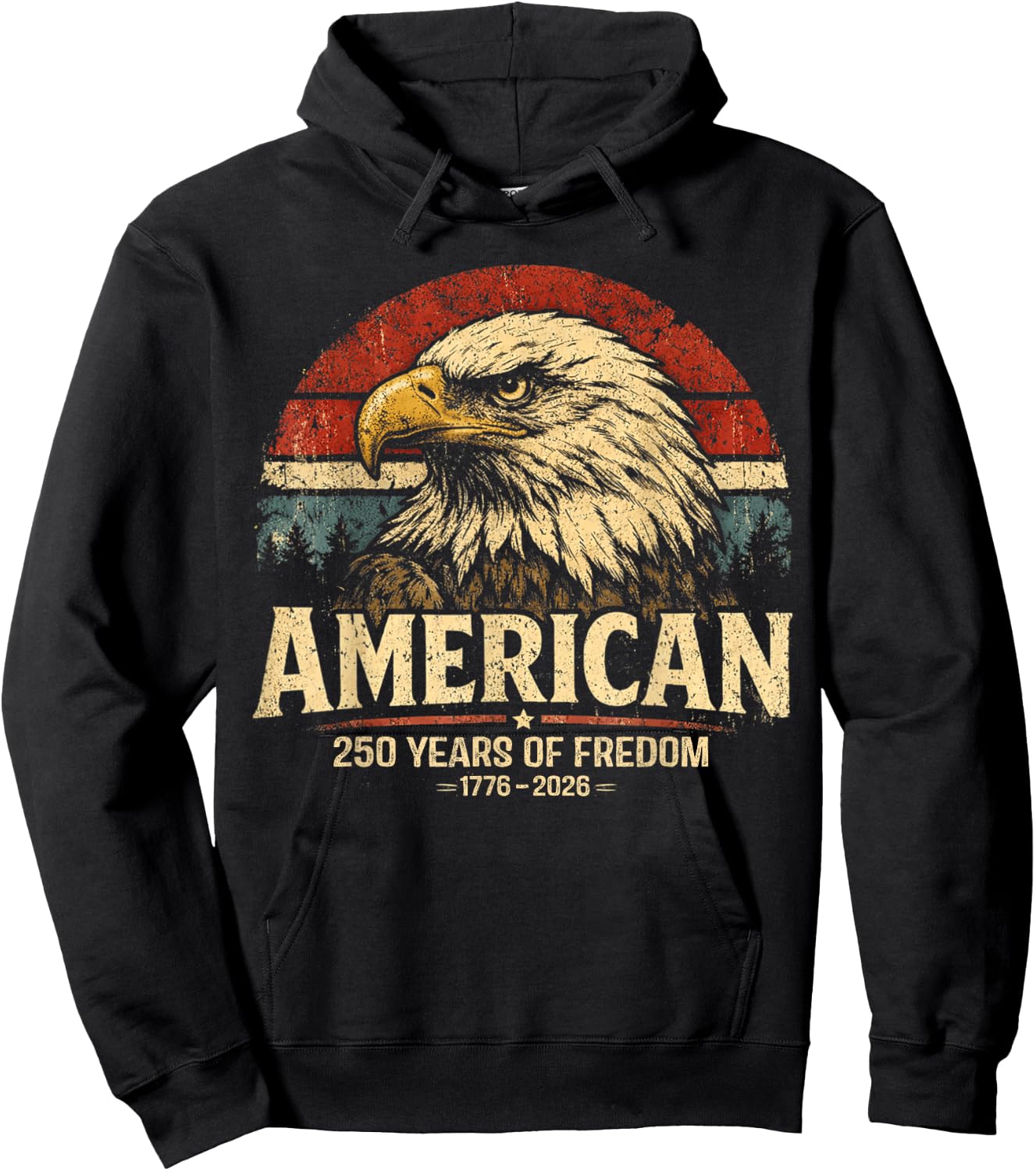America Retro 250 Years 250th Anniversary USA 1776 2026 Hoodie - Hoodie | Black
