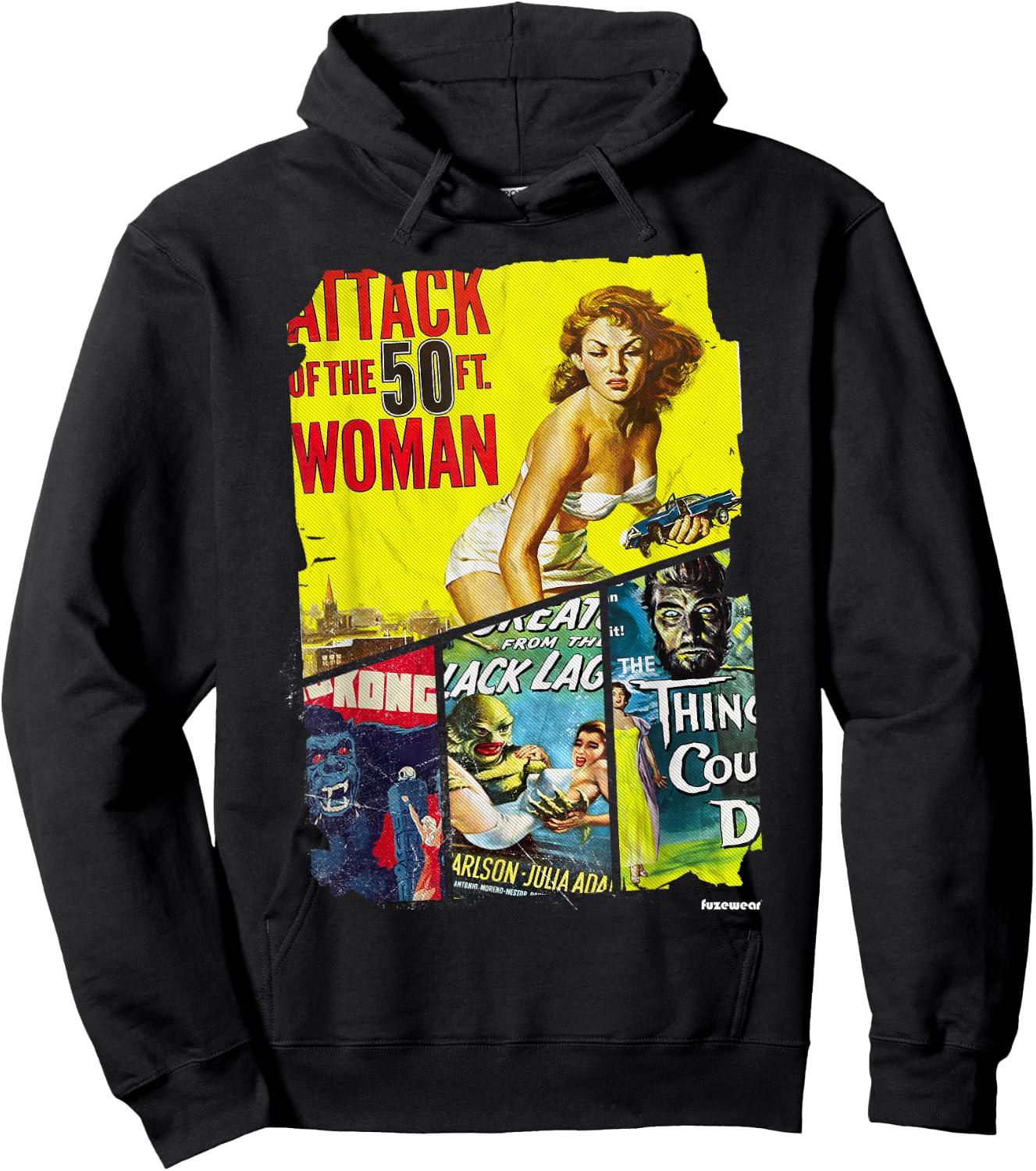 Vintage Style Sci Fi Movie Poster Collage Hoodie - Hoodie | Black